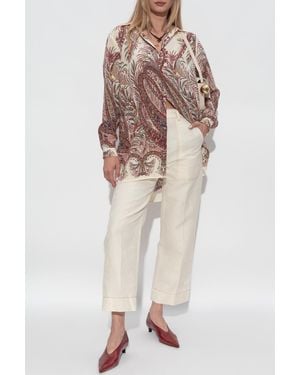 Etro Silk Shirt With Print - Brown