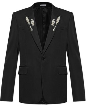 McQueen Blazer With Shimmering Appliqués - Black