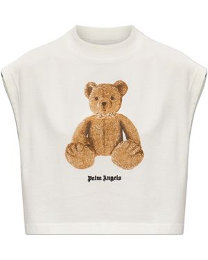 Palm Angels Short Top With Printed Logo - White