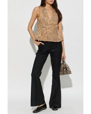 Ganni V-Neck Top - Natural