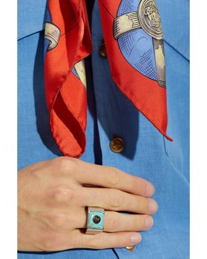 Versace Signet Ring With A Stone - Blue
