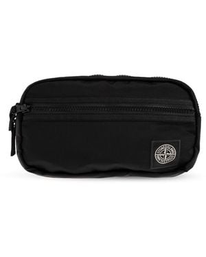 Stone Island Belt Bag With Logo - Black