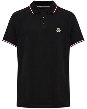 Moncler Polo With Logo Patch - Black