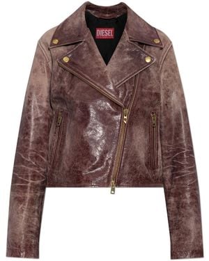 DIESEL Leather Jacket 'L-Unatic-T1' - Brown