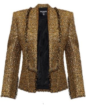 Balmain Tweed Blazer With Sequins - Metallic