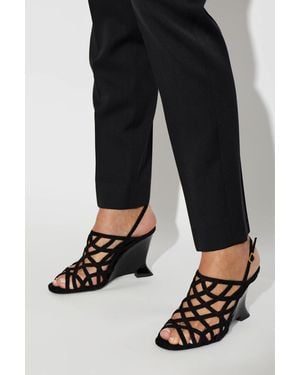 Balmain Suede Wedge Sandals - Black