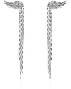 Zadig & Voltaire Long Earrings With Shimmering Crystals - White
