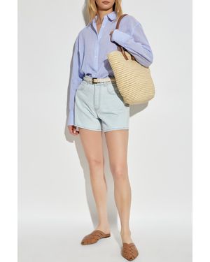 Anine Bing "Dalton" Denim Shorts - Blue