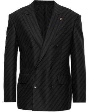 Versace Wool Blazer With Single Vent - Black