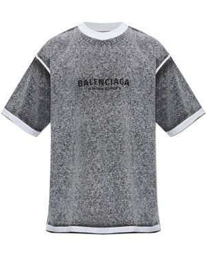 Balenciaga Cotton T-Shirt With Logo - Grey