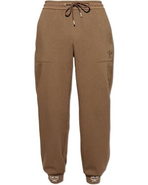 MCM Trousers With Logo - Natural