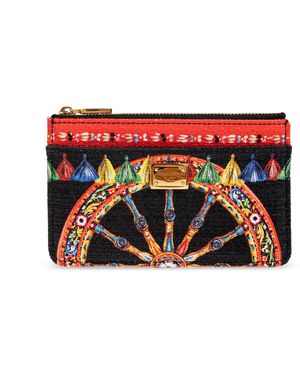Dolce & Gabbana Card Holder With 'Carretto' Print - Red