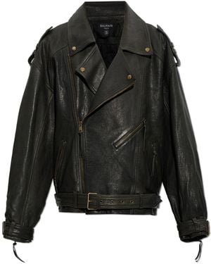 Balmain Leather Jacket - Black