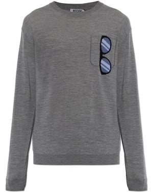 Moschino Wool Jumper With Print - Grey