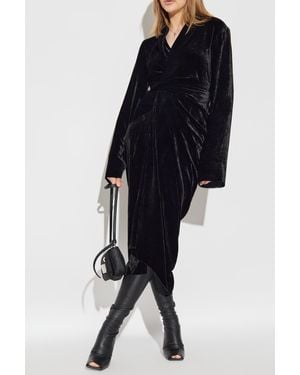 Rick Owens Velvet Dress With Wrap Tie - Blue