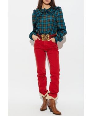 Chloé Tartan Silk Shirt - Red