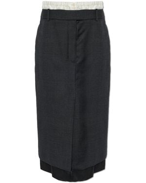 Rohe Wool Skirt With A Slit - Black