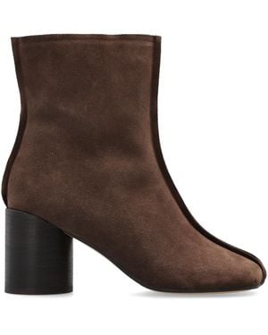 MM6 by Maison Margiela Suede Heeled Ankle Boots - Brown