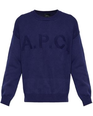 A.P.C. Cotton Jumper With Logo - Blue