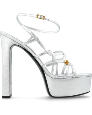 Versace Leather Wedge Sandals - White