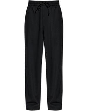 Ami Paris Wool Wide-Leg Trousers - Black