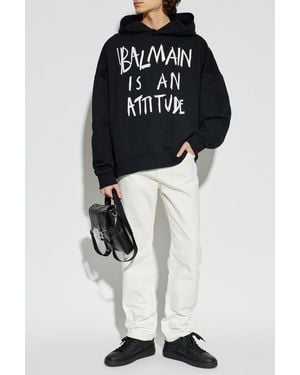 Balmain Sweatshirt With Printed Logo - Black