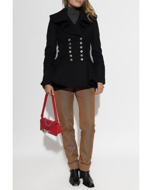 McQueen Fitted Wool Coat - Black