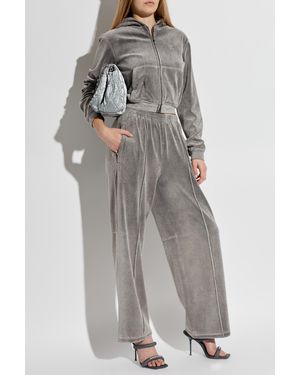 Alexander Wang Sweatshirt With Shimmering Crystals - Gray