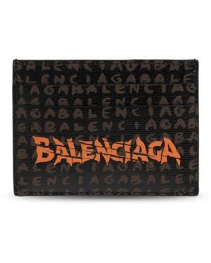 Balenciaga Card Holder With Logo - Black