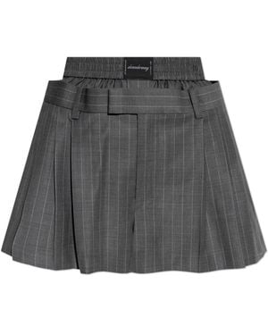 Alexander Wang Wool Shorts With Striped Pattern - Black