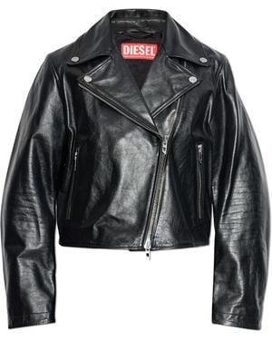 DIESEL Leather Jacket 'L-Unatic' - Black