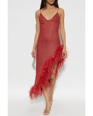 Oséree Feather Dress - Red