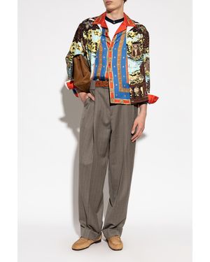 Versace Silk Shirt With Print - Blue