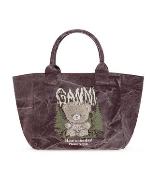 Ganni Bag With Colourful Embroidery - Purple