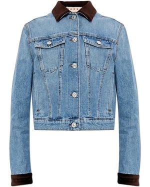 Marni Denim Jacket With Velvet Inserts - Blue