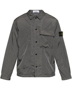 Stone Island Jacket With Logo Patch - Grey