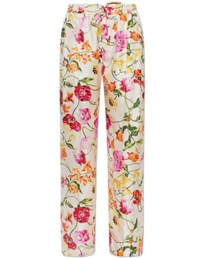KENZO Silk Trousers With Tie - White