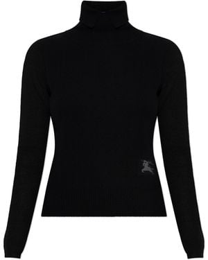 Burberry Turtleneck With Logo Patch - Black