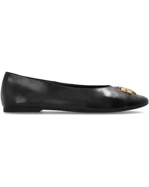Tory Burch Leather Ballet Flats 'Charlie' - Black