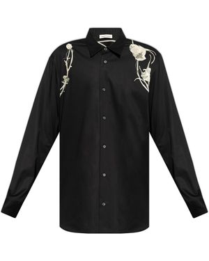 McQueen Cotton Shirt With Decorative Pattern - Black