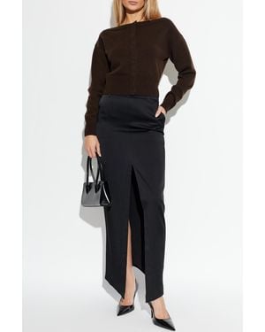Tom Ford Satin Skirt With Slit - Black