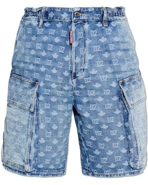 DSquared² 'Cargo' Shorts With Monogram - Blue