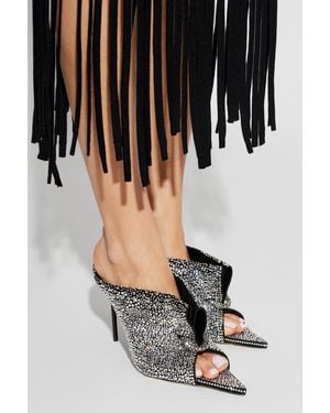 Balmain Heeled Mules With Shimmering Crystals - Black