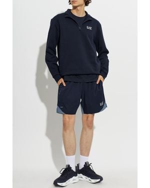 EA7 Sweatshirt With Stand-Up Collar - Blue