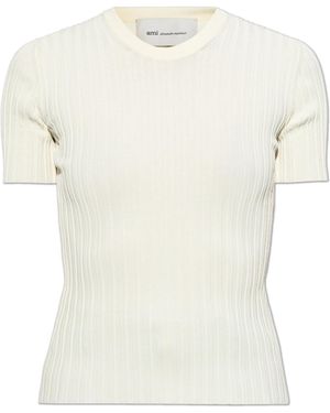 Ami Paris Pleated Top - White