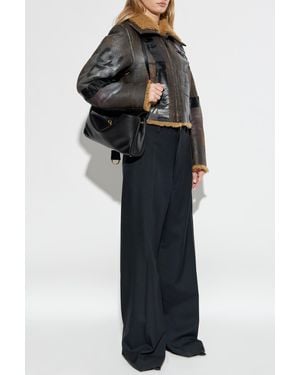 Balenciaga Shearling Coat With Vintage Effect - Black