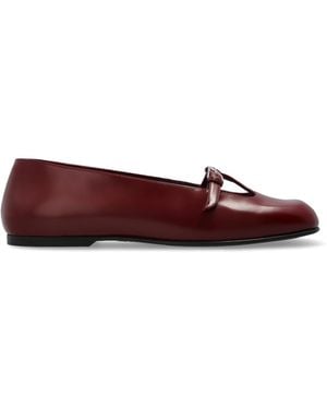 NODALETO Leather Ballet Flats - Red