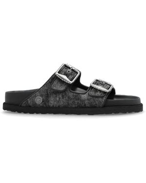 Birkenstock "Arizona French Piping 1774" Slides - Black