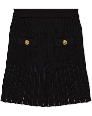 Balmain Skirt With Decorative Pockets - Black