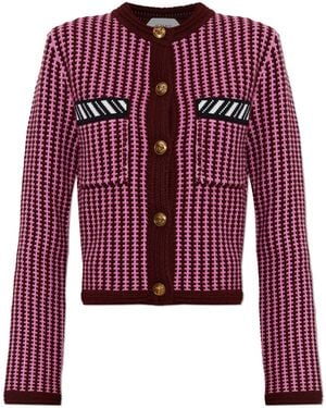 Versace Wool Cardigan With Pockets - Red